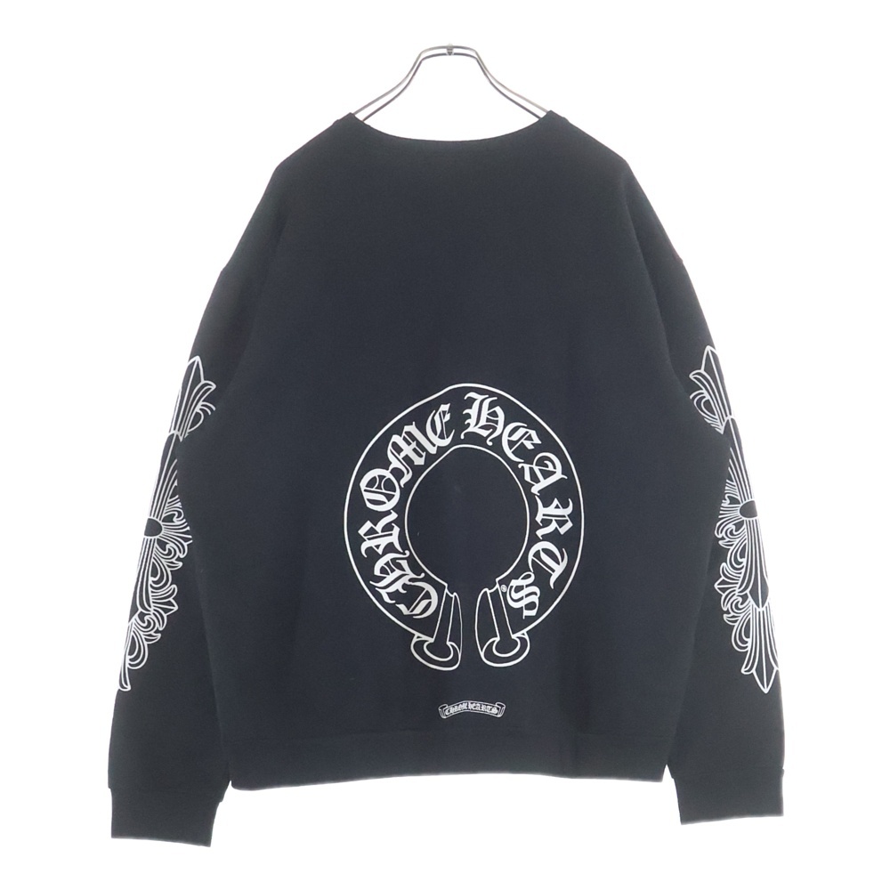Horseshoe Crewneck Sweatshirt ホースシュープリント 袖フローラル クルーネックスウェットトレーナー ブラック Bランク