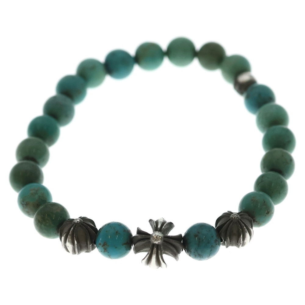 8mm BEAD CRS BALL 8mmターコイズビーズブレスレット ブルー/シルバー Bランク