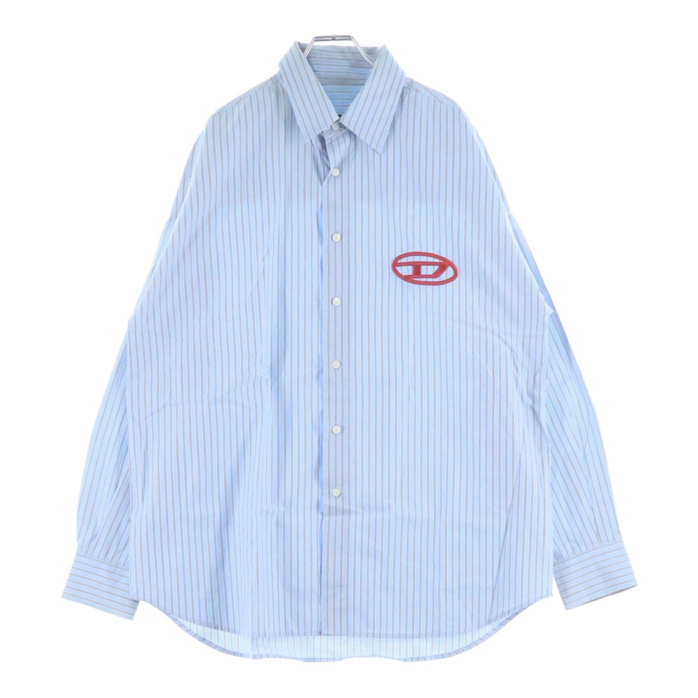 S Doubly Stripe Shirt ストライプ 長袖シャツ ブルー A06351 Bランク