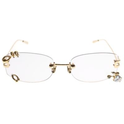 Pierced Sunglasse 12114551 ピアス装飾サングラス シルバーテンプルアイウェア 眼鏡 クリア/ゴールド Bランク