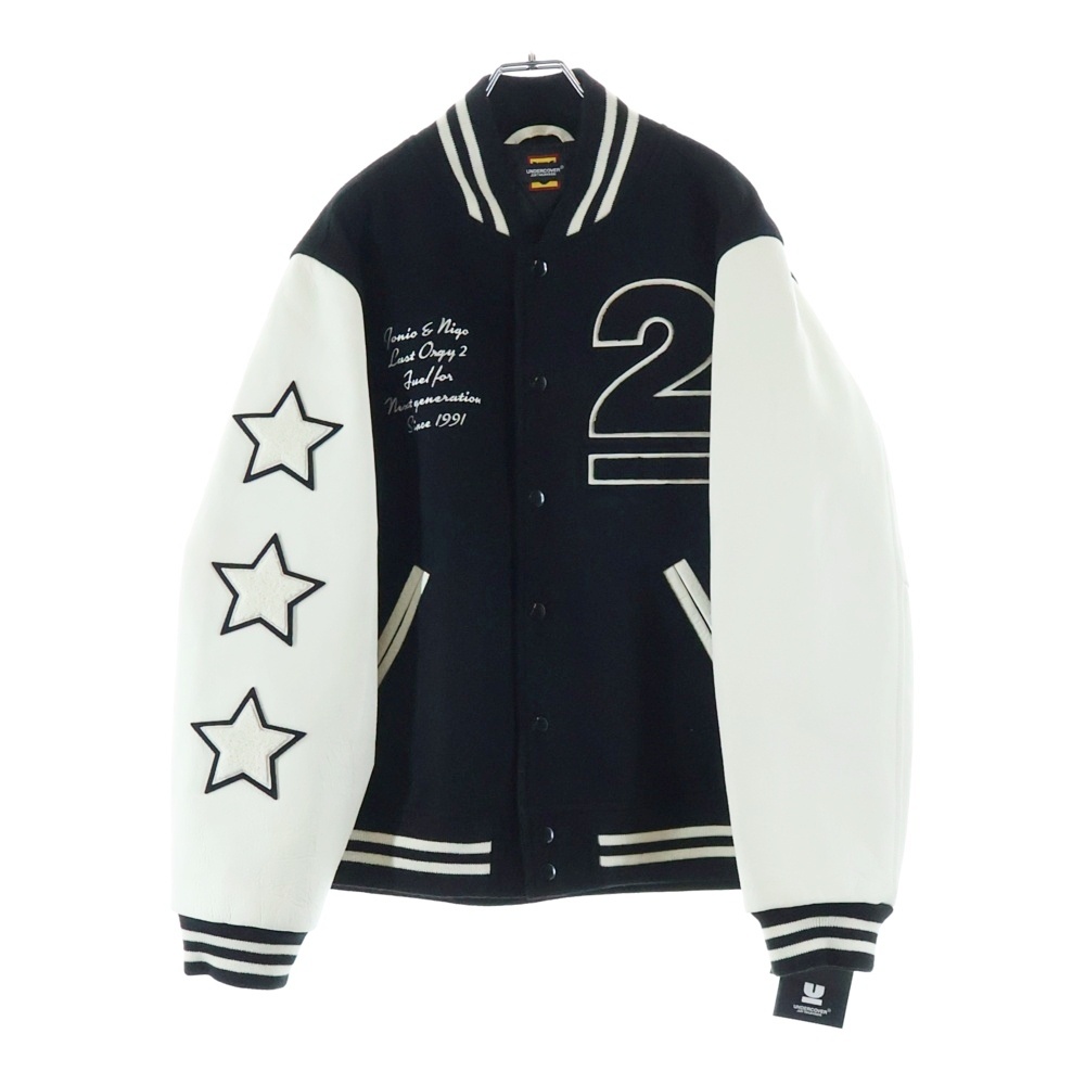 22AW×アンダーカバー ラストオージー スタジアムジャンパー ジャケットブルゾン ブラック/ホワイト UC2B9202 Aランク