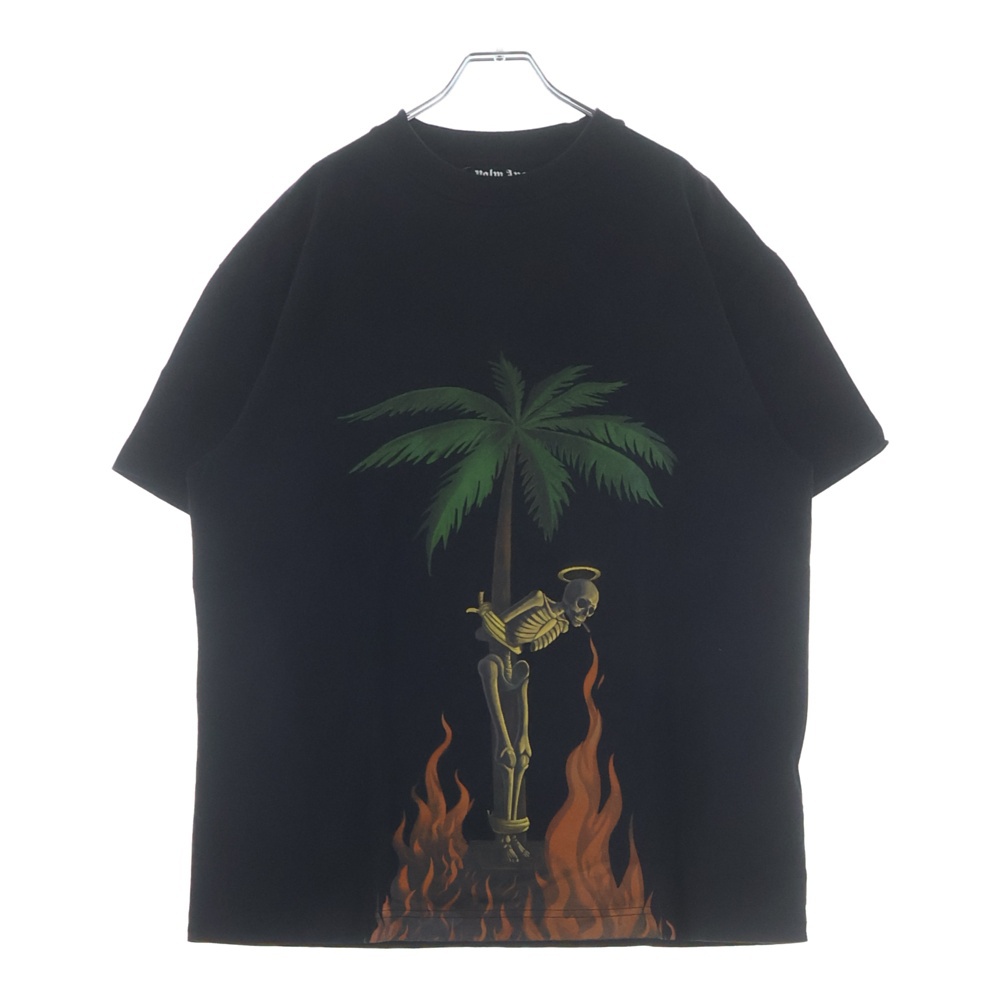 BURNING SKELETON フロントプリント 半袖Tシャツカットソー ブラック PMAA001R20413034 Aランク