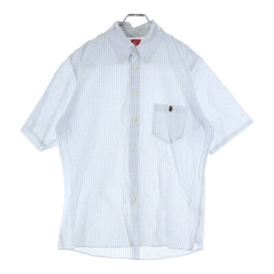 ブロックチェック半袖シャツ ホワイト/ブルー Bランク