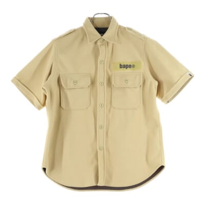 ロゴパッチ エポレット付き半袖シャツ ベージュ Bランク