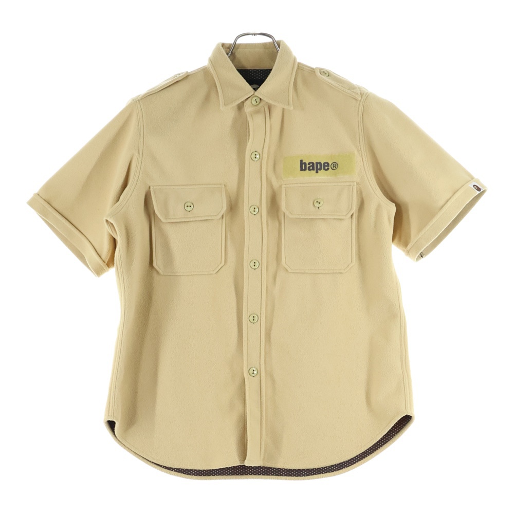 ロゴパッチ エポレット付き半袖シャツ ベージュ Bランク