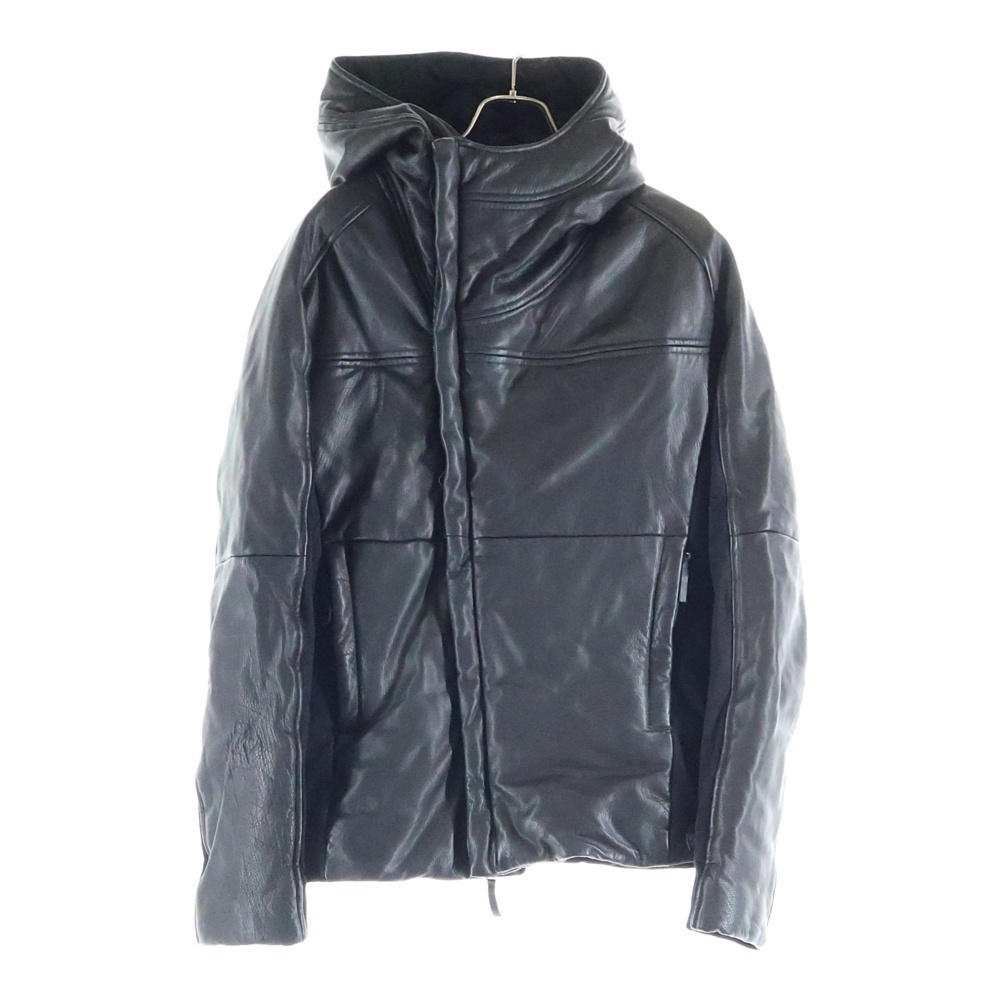 フード付き 斜めジップ レザージャケット ブラック K1B13P K1P17 Bランク
