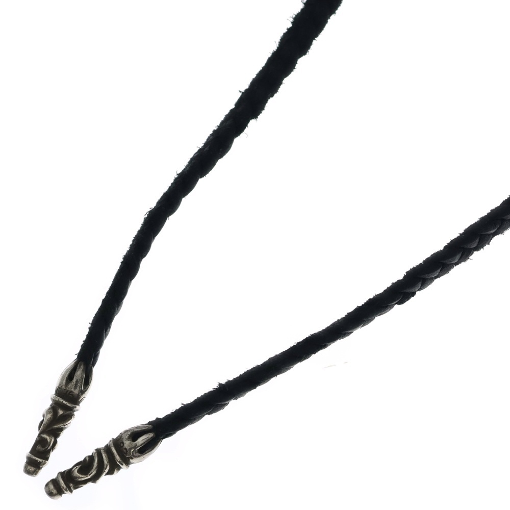 LEATHER BRAID スクロールレザーブレード シルバーネックレス ブラック/シルバー Bランク