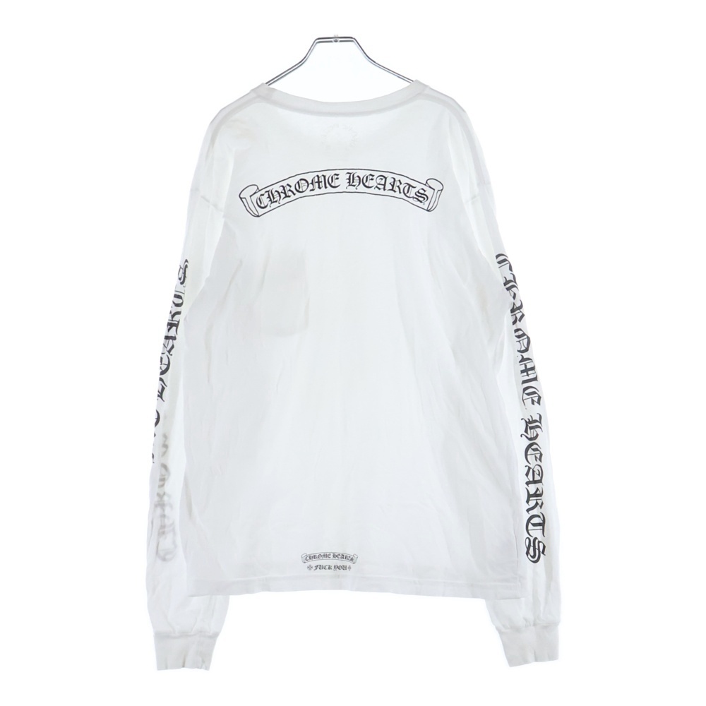 CH SCROLL LABEL FUCKYOU L/S / スクロールラベル ファックユー アームプリント長袖Tシャツ ホワイト Bランク