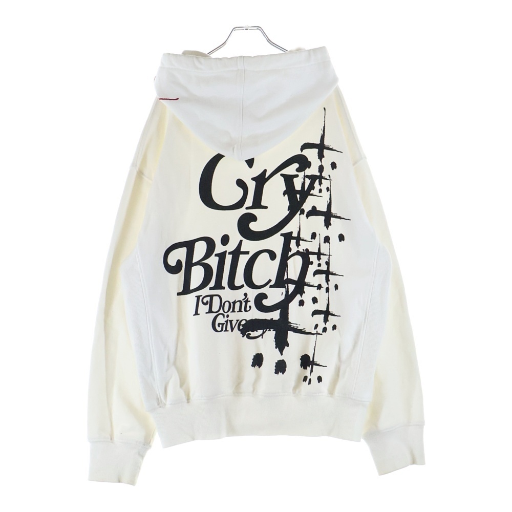 21AW ロゴ刺繍 バックプリントパーカー フーディー ホワイト Bランク