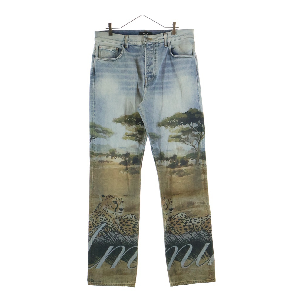 SAFARI STRAIGHT JEAN サファリ チータープリント ストレイトデニムパンツ インディゴ Bランク