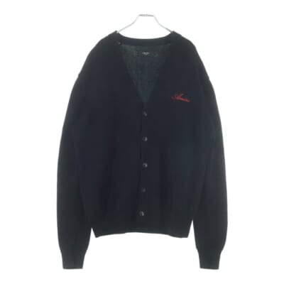 フロントロゴ 袖ボーンズ刺繍 ニットカーディガン ブラック Aランク