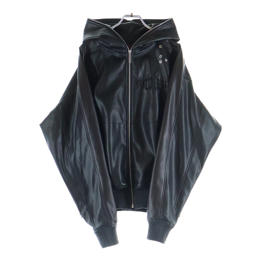 フェイクレザージャケット フロントロゴ刺繍2401110303 ブラック Aランク