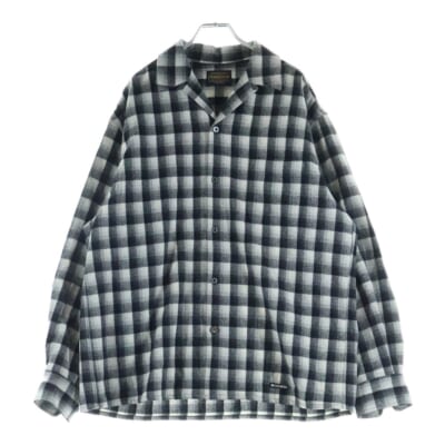 ×WACKO MARIA WOOL OMBRE CHECK OPEN COLLAR SHIRT ×ワコマリア ウールオンブレチェック オープンカラーシャツ 25FW-WMS-PE01 ブラック/ホワイト Aランク