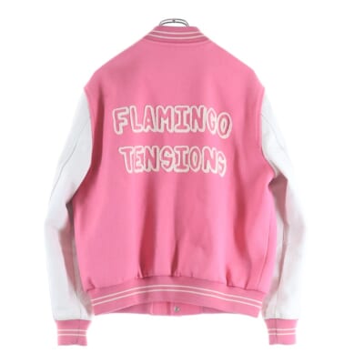 22SS Flamingo Tension Loose Teddy Jacket 2V01I896C フラミンゴ レザー切替 テディジャケット ピンク Bランク