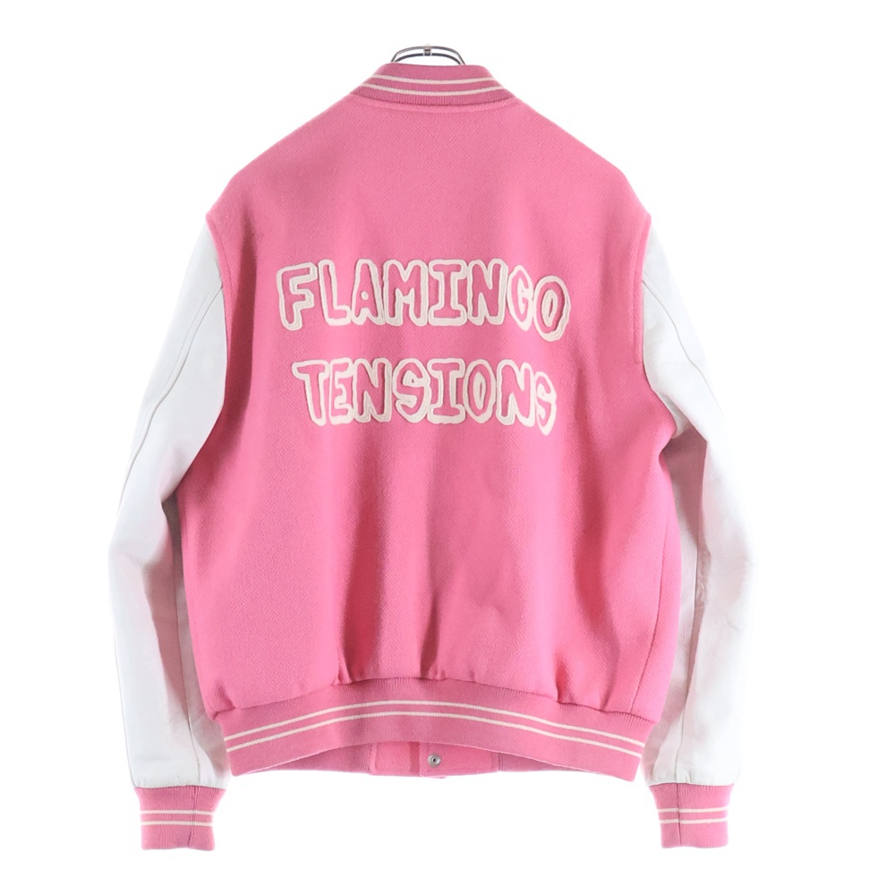 22SS Flamingo Tension Loose Teddy Jacket 2V01I896C フラミンゴ レザー切替 テディジャケット ピンク Bランク