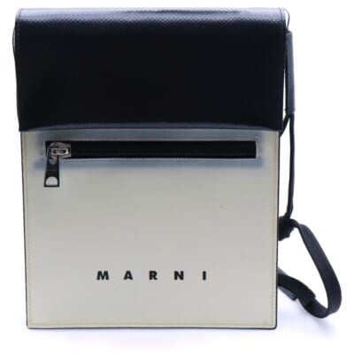 TRIBECA トライベッカ レザー ロゴプリント ショルダーバッグ SBMQ0036A0 ホワイト/ブラック Cランク