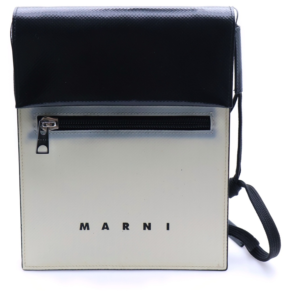 TRIBECA トライベッカ レザー ロゴプリント ショルダーバッグ SBMQ0036A0 ホワイト/ブラック Cランク