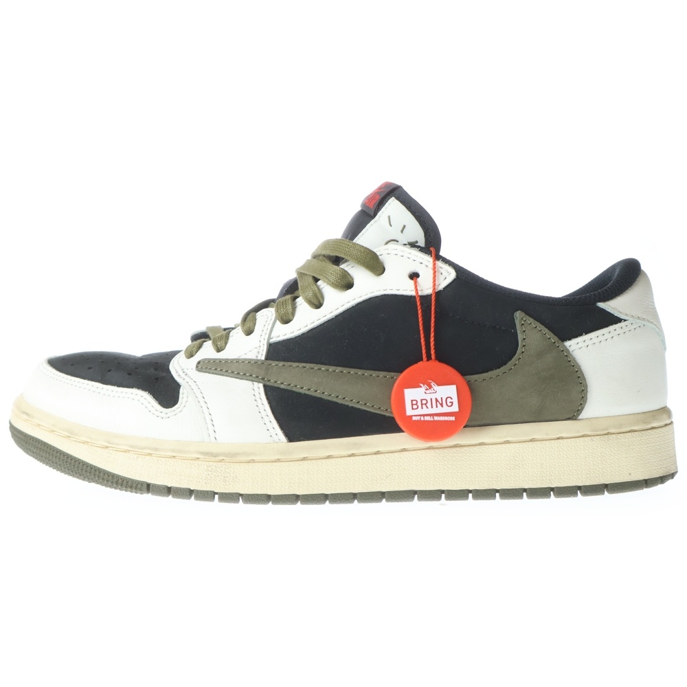 ×TRAVIS SCOTT WMNS AIR JORDAN 1 LOW OG Medium Olive DZ4137-106 トラヴィススコット エアジョーダン1 ローカットスニーカー US10.5/27.5cm オリーヴ Bランク