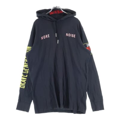 ロゴ刺繍 フード付き ロングスリーブTシャツ ブラック Bランク