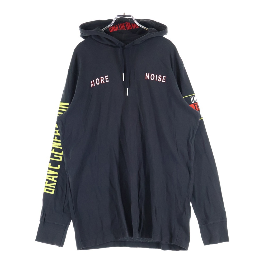 ロゴ刺繍 フード付き ロングスリーブTシャツ ブラック Bランク