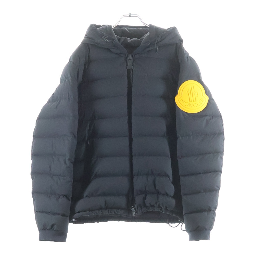 ×OFF-WHITE DINARD ×オフホワイト アームワッペン ジップアップ フーディダウンジャケット ブラック Bランク