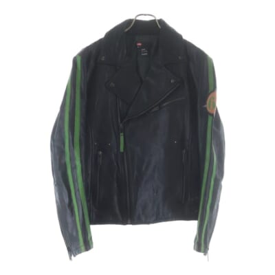 アームストライプ レザー ダブルライダース ジャケット ブラック Bランク