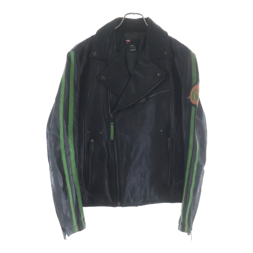 アームストライプ レザー ダブルライダース ジャケット ブラック Bランク