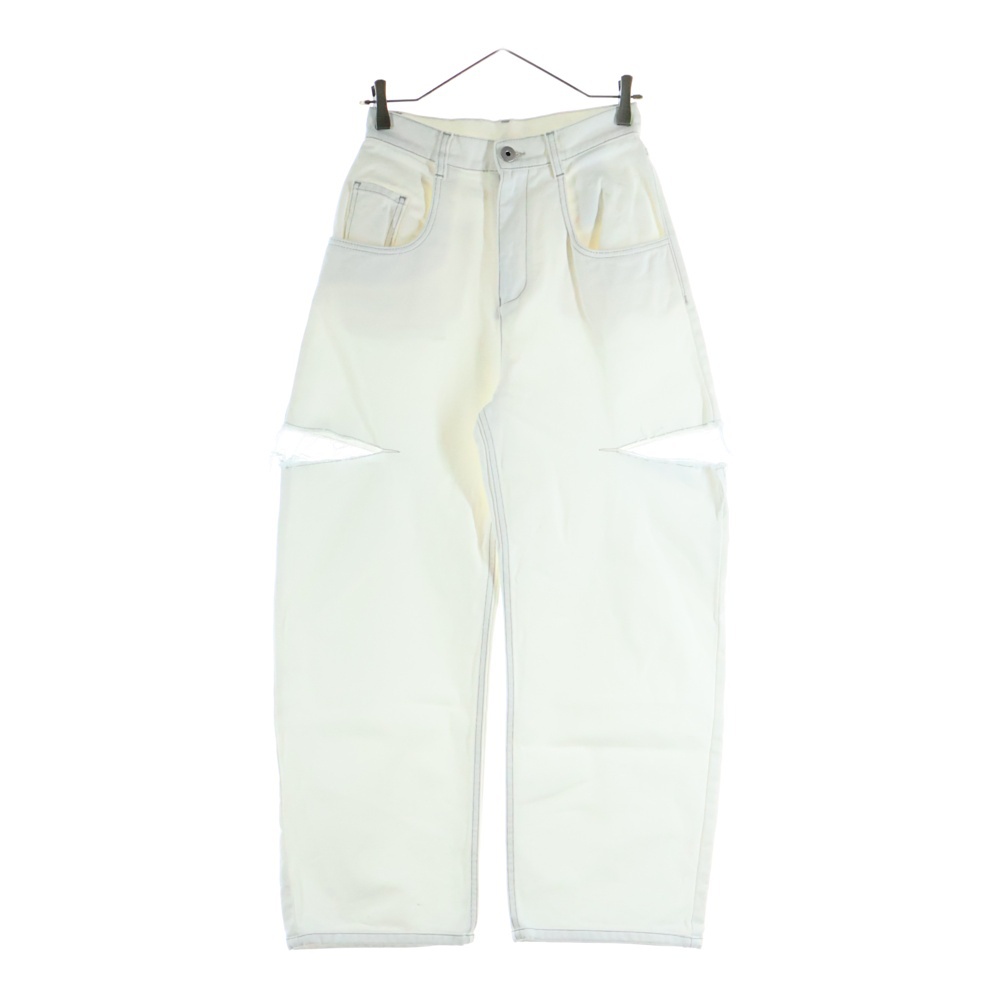 24SS スラッシュディテール カットオフ デニムパンツ ジーンズ ホワイト S51LA0106 S47399 レディース Aランク