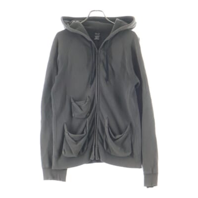 06AW NOIR期 本人期 宮下期 3ポケット ririジップ ダブルジップ フードサーマル ジップアップパーカー グレー Bランク