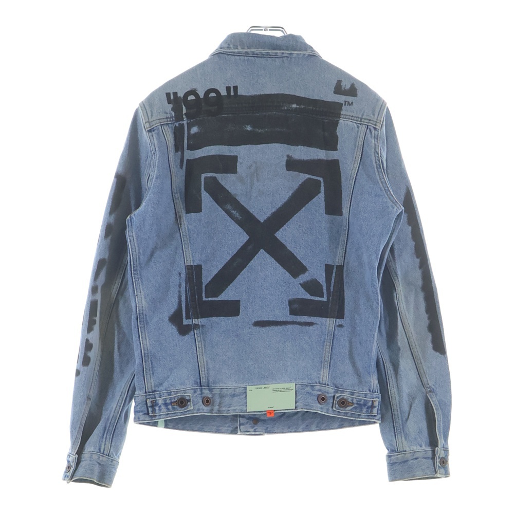 19SS IMPRESSIONISM SLIM DENIM JACKET バックプリント ウォッシュ加工 デニムジャケット OMYE005R19386015 インディゴ Bランク