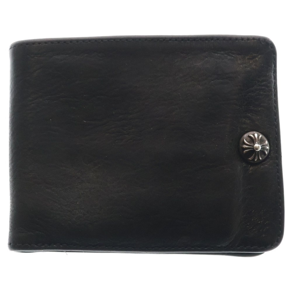 1SNAP 1スナップ クロス ボールボタン レザーウォレット 財布 ブラック BCA361 Bランク