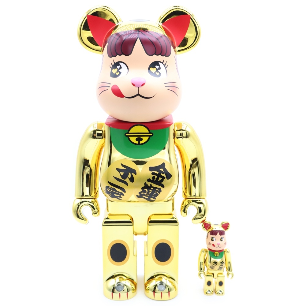 MEDICOME TOY メディコムトイ 招き猫 ペコちゃん 金運ダブル小判 金メッキ 100%&400% フィギュア ゴールド Sランク