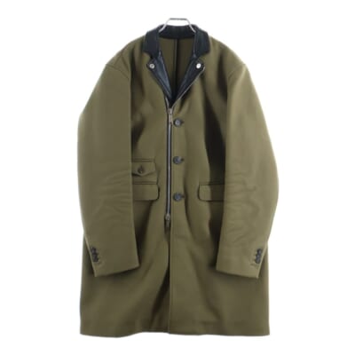 ジップアップ 3B レザー切替 1トレンチコート カーキ S74AA0074 Bランク