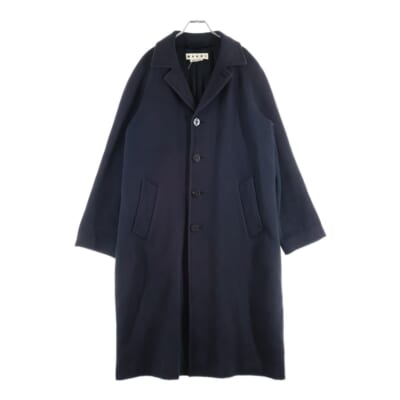 4B 袖ボタン付き ウール チェスターコート ネイビー TUMU0015U0-S49405 Bランク