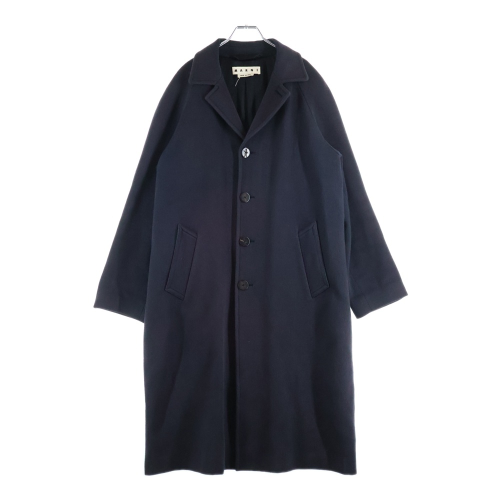 4B 袖ボタン付き ウール チェスターコート ネイビー TUMU0015U0-S49405 Bランク