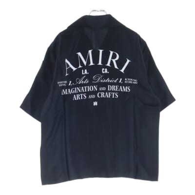 ARTS DISTRICT BOWLING SHIRT アーチロゴ 開襟 シルク ボーリング 半袖シャツ ブラック AMSTBW1018 Aランク