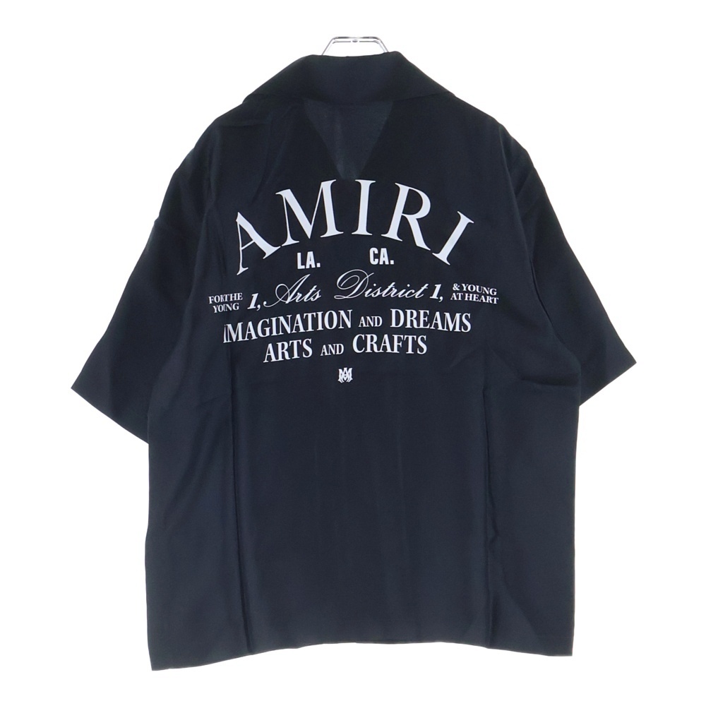 ARTS DISTRICT BOWLING SHIRT アーチロゴ 開襟 シルク ボーリング 半袖シャツ ブラック AMSTBW1018 Aランク