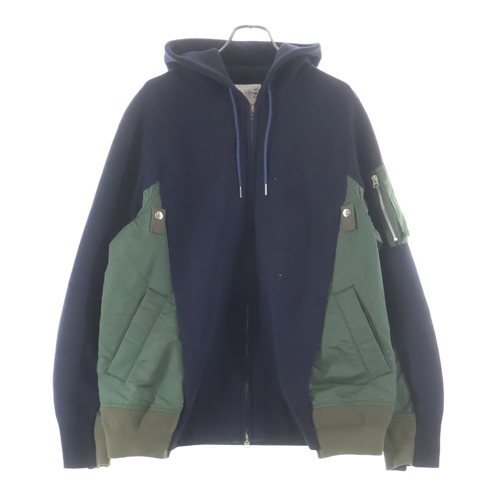 Sponge Sweat MA-1 Hoodie スポンジスウェット ジップアップフーディーパーカー ネイビー SCM-045 Bランク