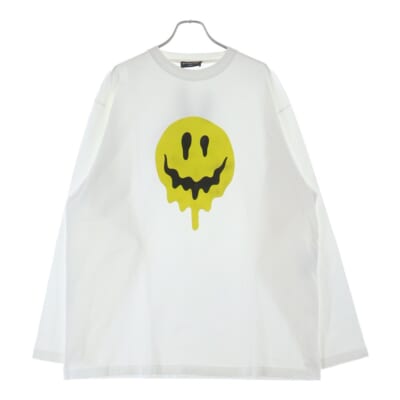21SS Smiley Printed Long-Sleeve Boxy T-Shirt スマイルプリント ラージフィット クルーネック 長袖Tシャツ カットソー ホワイト 651796 TKVA1 Bランク