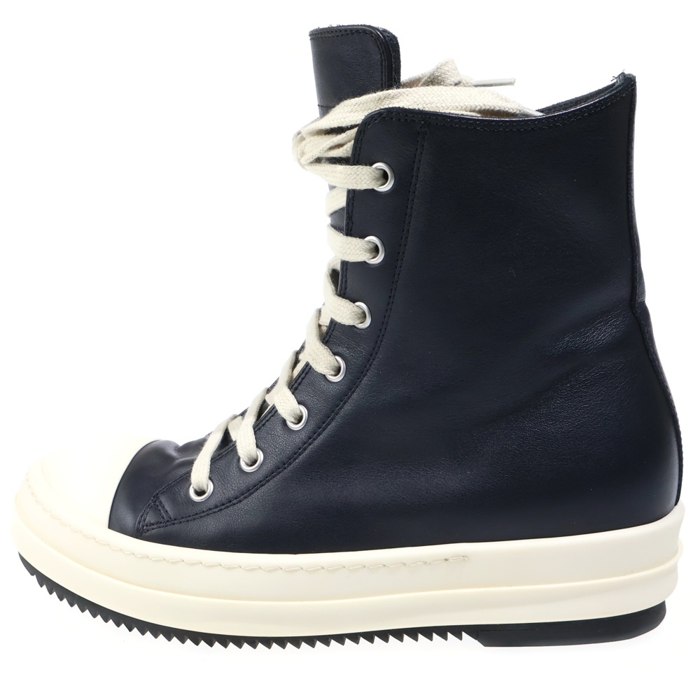 RAMONES ラモーンズ サイドジップレザーハイカットスニーカー シューズ ブラック 64870 Aランク