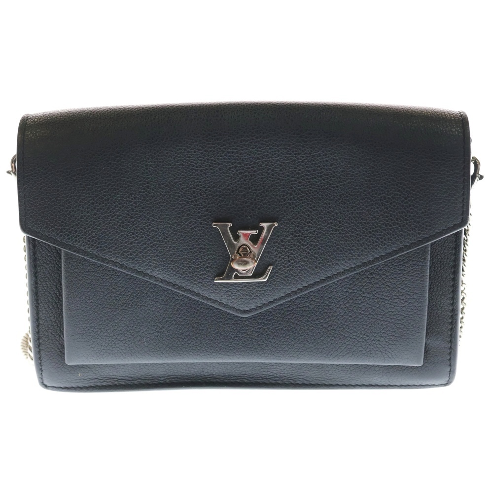 LVロゴ ポシェット ロックミー チェーン ショルダーバッグ ミニバッグ ブラック レザー M63471 シルバー金具 Bランク