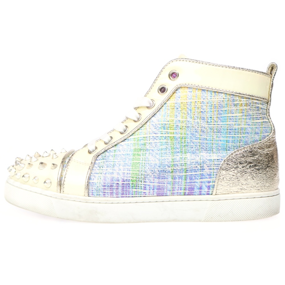 スタッズ ハイカットスニーカー ホワイト/ブルー Bランク