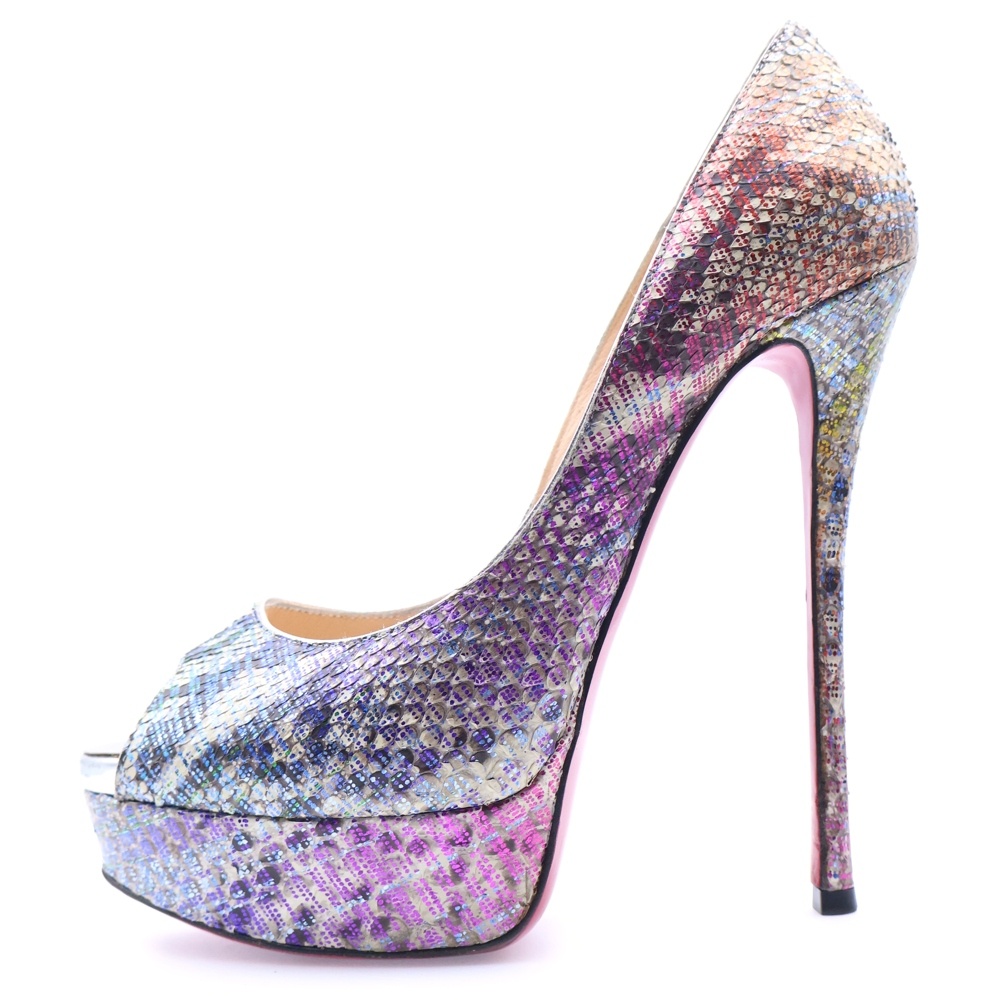 パイソン グリッター オープントゥパンプス マルチ Bランク