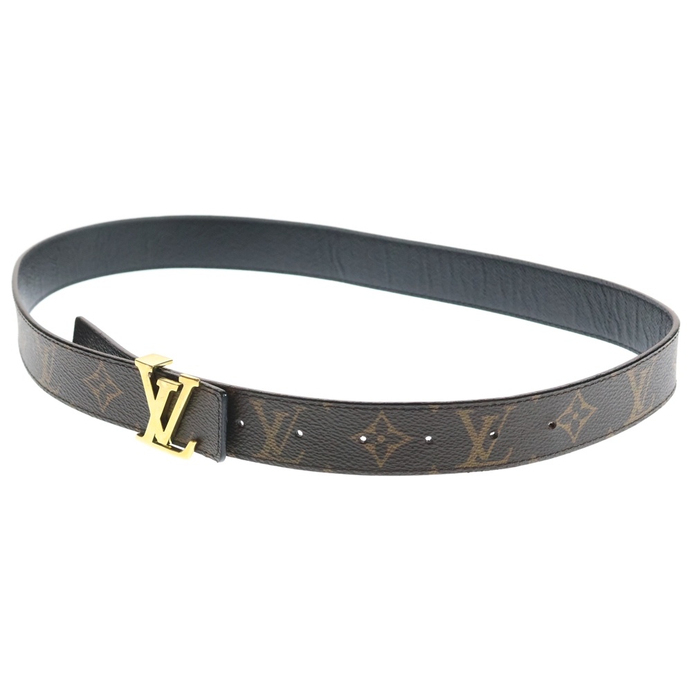 モノグラム サンチュール LVイニシャル レザーベルト ブラック×ブラウン M9453 ゴールド金具 Bランク