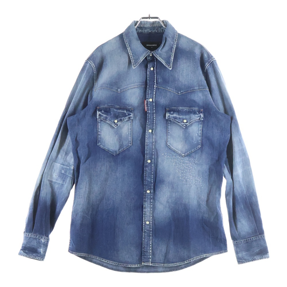 NEW WESTERN SHIRT ダメージデニム ウエスタンシャツ インディゴ S74DM0635 Bランク