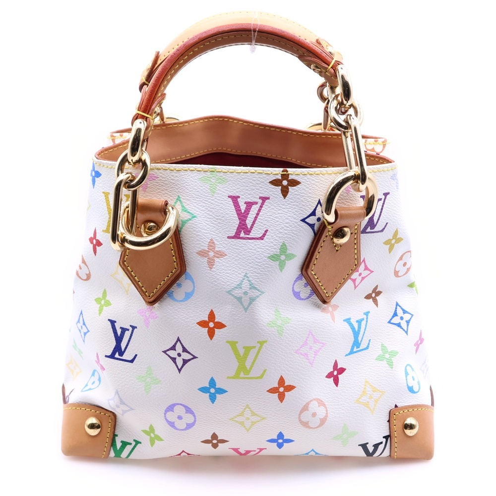 モノグラム マルチカラー オードラ ブロン ハンドバッグ ミニボストンバッグ ホワイト レザー×PVC M40047 ゴールド金具 Bランク