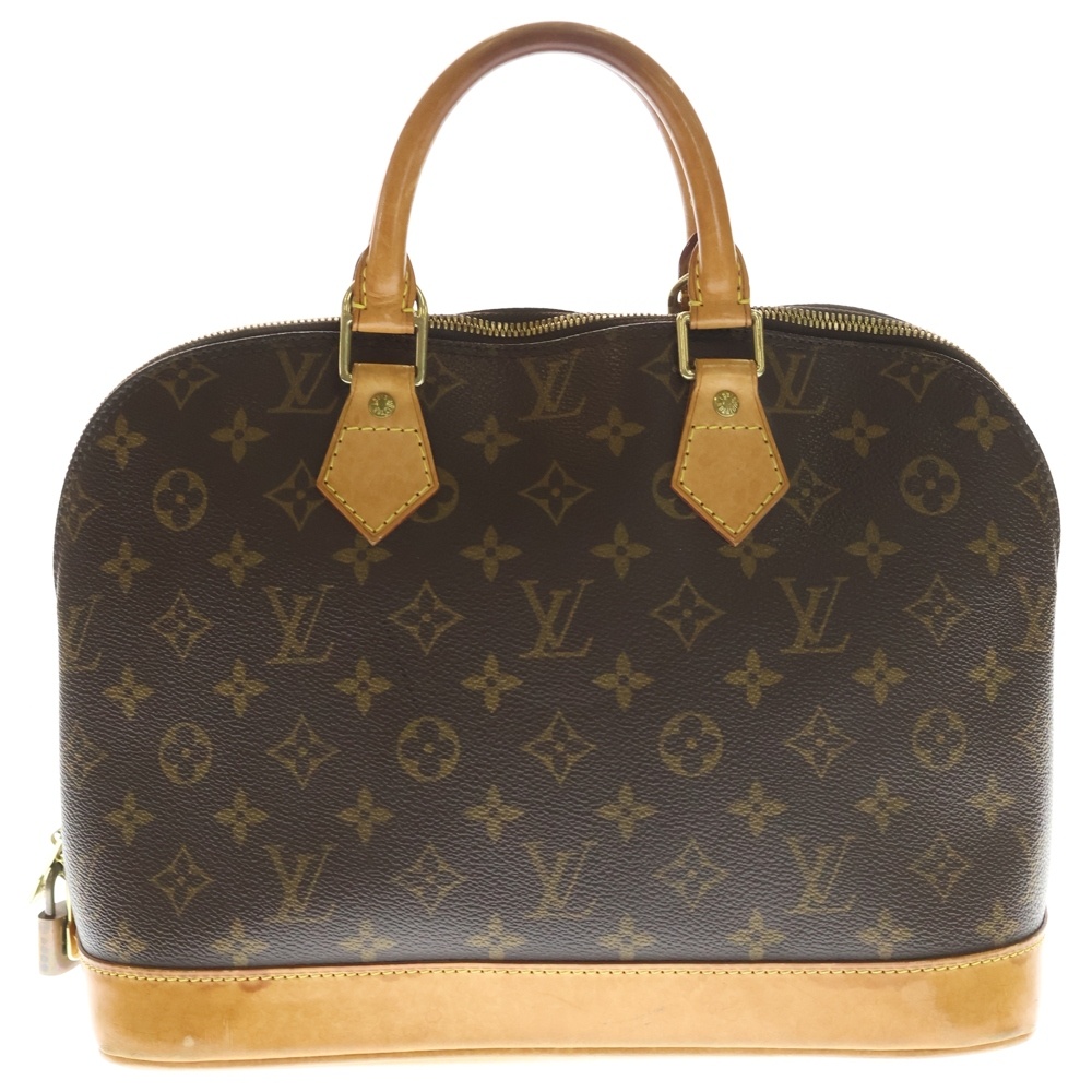 モノグラム アルマPM ハンドバッグ ブラウン レザー×PVC M51130 ゴールド金具 Bランク