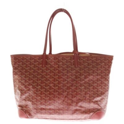 サンルイPM PVC コーティングキャンバス レザー トートバッグ レッド Bランク