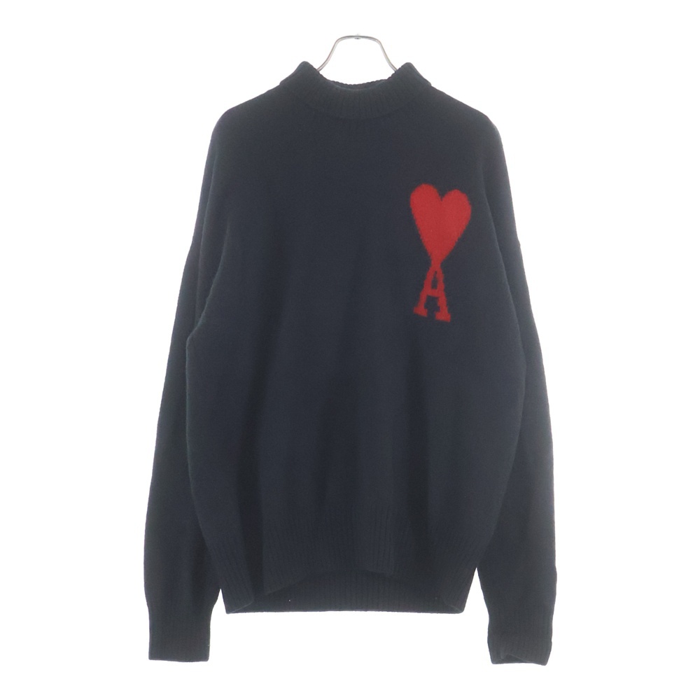 ハートロゴ ウール タートルネック プルオーバー 長袖ニット セーター ブラック BFUKS402 Bランク