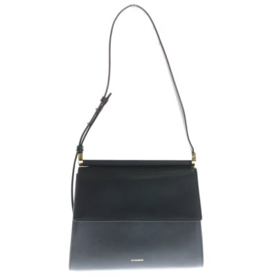 GHOST SQUARE ゴースト 2WAYバッグ ショルダーバッグ ハンドバッグ ブラック レザー ゴールド金具 Aランク
